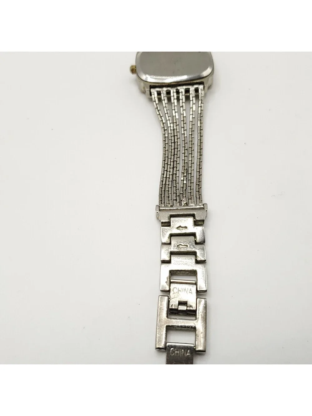 Jaclyn Smith Rectangle Quartz MOP Womens Watch 28mm Silver Tone New Battery